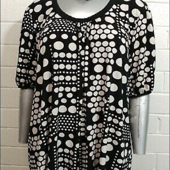 VENEZIA TOP BLOUSE Sz 14/16 Polka Dot Black - Picture 5 of 6